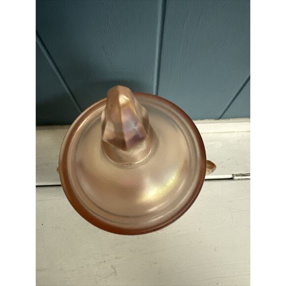 Fenton Art Glass Shell Rose Stretch Pink Koi Fish Handle Covered Candy Dish - Picture 4 of 7